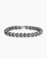 Spiritual Beads Faceted Bracelet in Sterling Silver with Pavé Black Diamonds, 8mm
